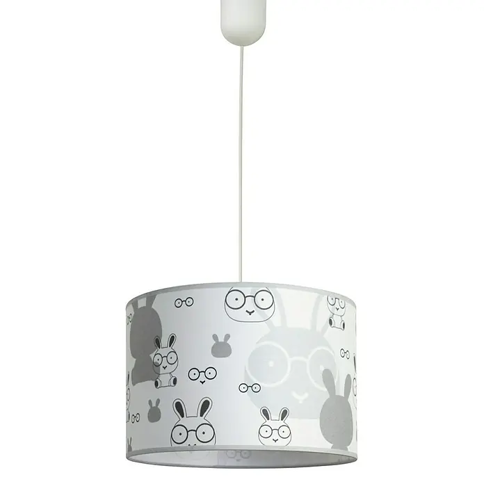Idp Lampshades Lámpara colgante redonda Bunny - 40 W, Ø x Al: 30 x 20 cm, Blanco, E27 - Esta lámpara colgante con un patrón de conejito es ideal para cualquier cuarto de niños. La lámpara proporciona una iluminación suave y relajante.