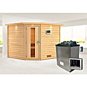 Karibu Massivholzsauna Leona (L x B x H: 245 x 259 x 202 cm, Massivholz, 9 kW Saunaofen mit multifunktionaler Steuerung) | BAUHAUS