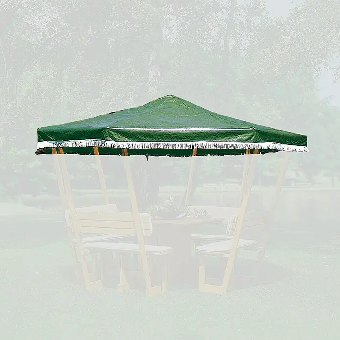 Promadino Ersatzdach Rosenheim - Grün, Passend für: Promadino Pavillon Rosenheim - Grünes Gartenpavillon-Dach mit weißem Rand und Holzrahmen, ideal für den Außenbereich.