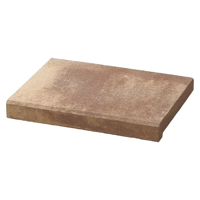 SAS Tessera Poolrandplatte - 50 x 35,5 x 6 cm, Bronze, Beton - Nahaufnahme eines rechteckigen Pflastersteins in Erdtönen, ideal für Gartenwege und Terrassen.