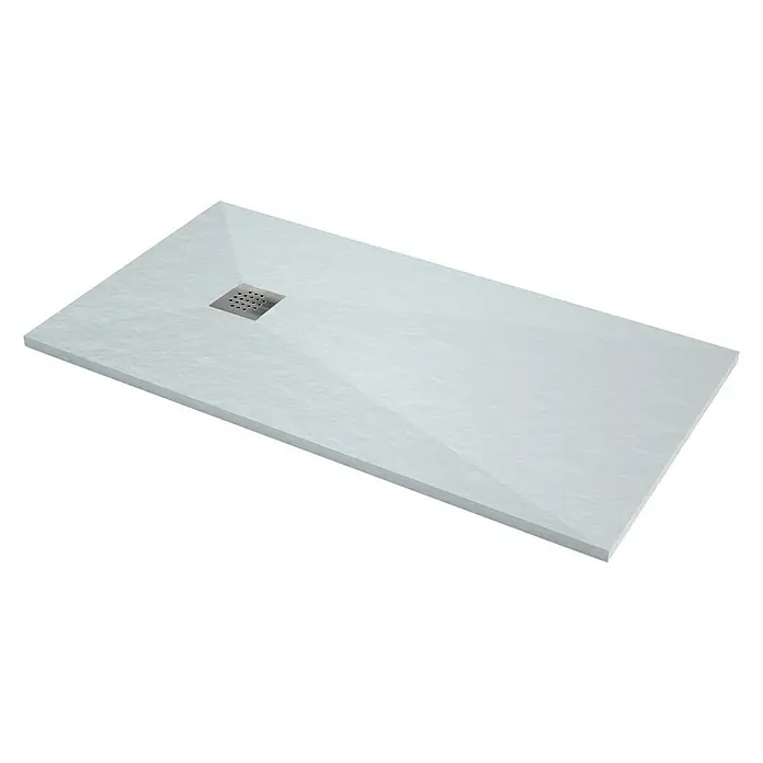 Plato de ducha Venus - 70 x 120 cm, Blanco - Plato de ducha elegante y de perfil bajo con desagüe cuadrado en el centro, perfecto para baños modernos.