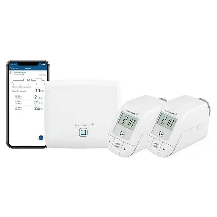 Homematic IP Starter-Set Heizen HmIP-SK16-2 - 1 Access Point & 2 Heizkörper-Thermostate basic - Intelligente Haussteuerung: Smartphone-App, Zentrale und zwei Heizkörperthermostate von Homematic für ein komfortables Zuhause.