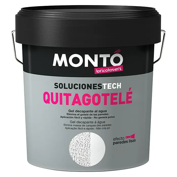 Montó Bricolovers Decapante Quita Gotelé - 4 l - Bote de MONTO Quitagotele, un gel para eliminar el gotelé de las paredes, para paredes lisas, fácil aplicación y fórmula sin polvo.