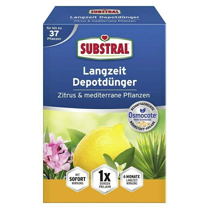 Substral Langzeitdünger Zitrus & mediterrane Pflanzen750 g, Inhalt ausreichend für ca.: 37 Pflanzen Front View