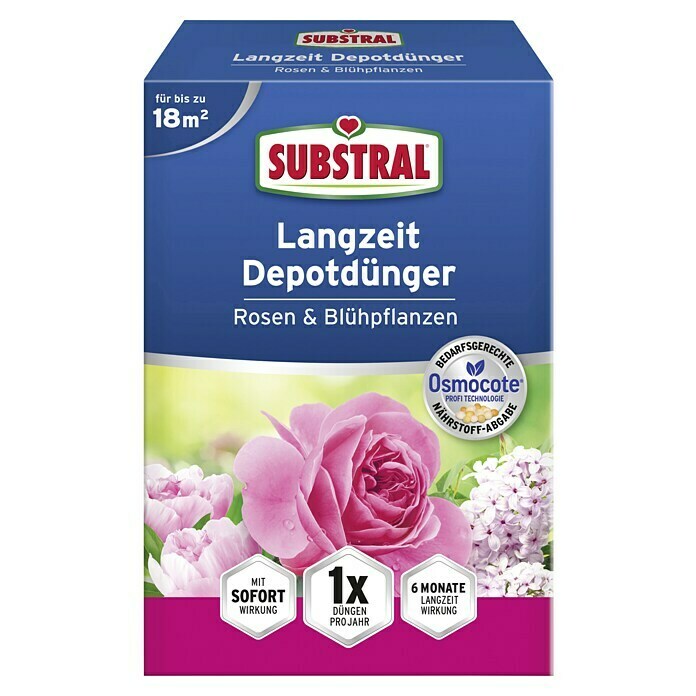 Substral Langzeitdünger Rosen & Blühpflanzen750 g, Inhalt ausreichend für ca.: 18 m² Front View