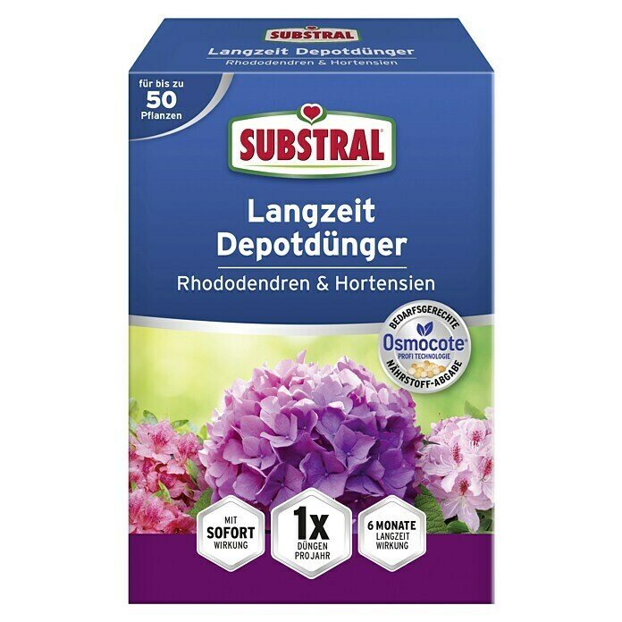 Substral Langzeitdünger Rhododendren & Hortensien750 g, Inhalt ausreichend für ca.: 50 Pflanzen Front View