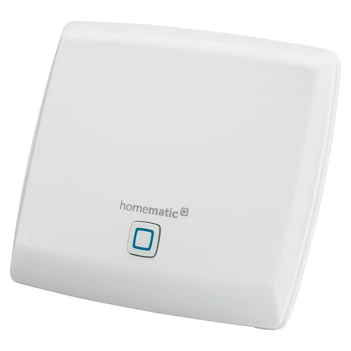 Homematic IP Starter-Set Heizen HmIP-SK16-2 - 1 Access Point & 2 Heizkörper-Thermostate basic - Nahaufnahme eines weißen Homematic IP Access Point mit abgerundeten Ecken, ideal für Smart Home Lösungen.