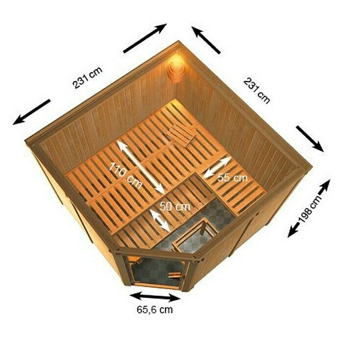 Karibu Elementsauna Ystad (Ohne Ofen, L x B x H: 231 x 231 x 198 cm) | BAUHAUS