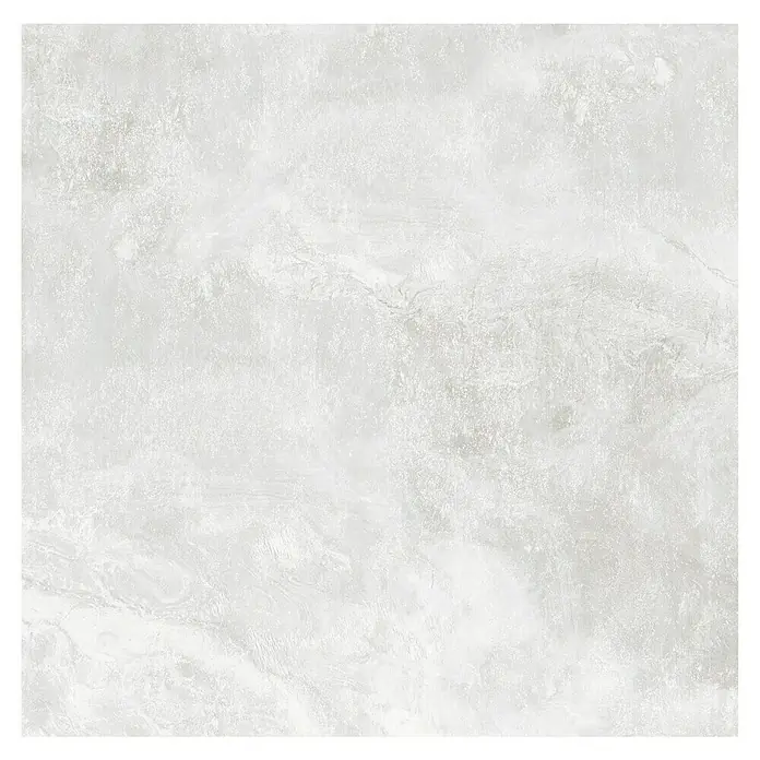 Feinsteinzeugfliese Geo White - 60 x 60 cm, Weiß, Schimmernd - Detailaufnahme einer hellgrauen Marmorfliese mit feiner Maserung, ideal für elegante Innenräume.