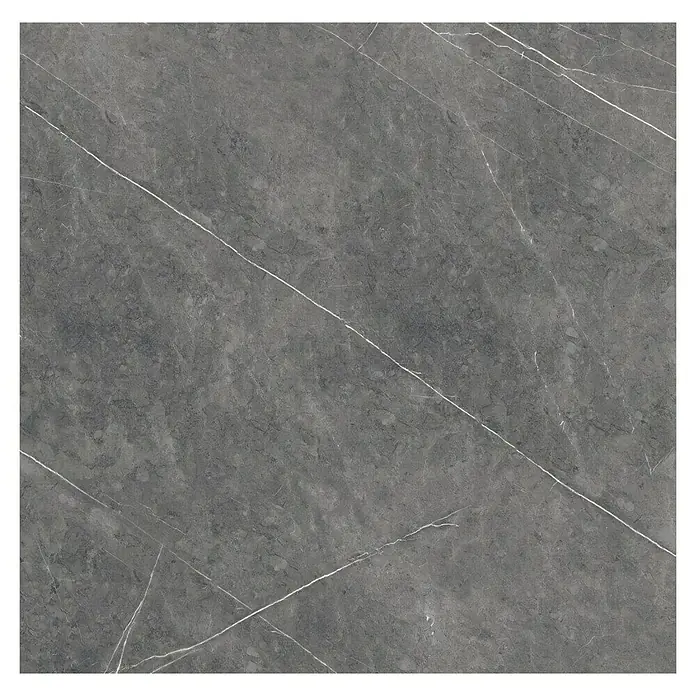 Feinsteinzeugfliese Ciana Mist - 120 x 120 cm, Anthrazit, Glänzend - Graue Marmorfliese mit weißen Adern, ideal für moderne Boden- und Wandgestaltungen. Stilvolles Design für jeden Raum.