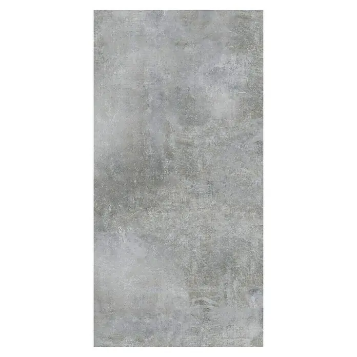 Feinsteinzeugfliese Luna Gris - 120 x 240 cm, Grau, Glänzend - Graue Betonwandstruktur, ideal für moderne Interieurs und als vielseitiger Hintergrund, schafft eine minimalistische und industrielle Atmosphäre.