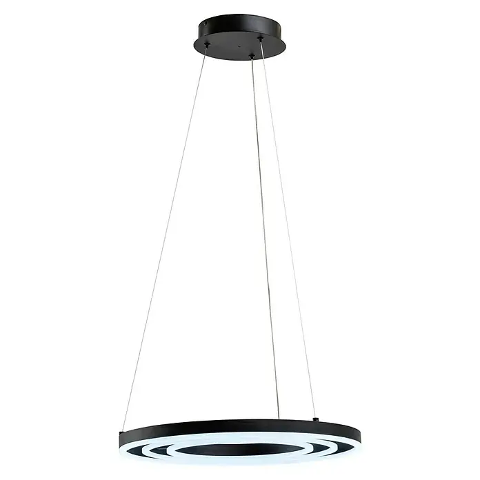 Lavida Ring LED-Pendelleuchte rund - 55 W, Ø x H: 50 x 120 cm, Schwarz, Mehrfarbig - Eine moderne LED-Hängeleuchte mit zwei Ringen, die ein helles, blendfreies Licht bietet und eine stilvolle Atmosphäre schafft.