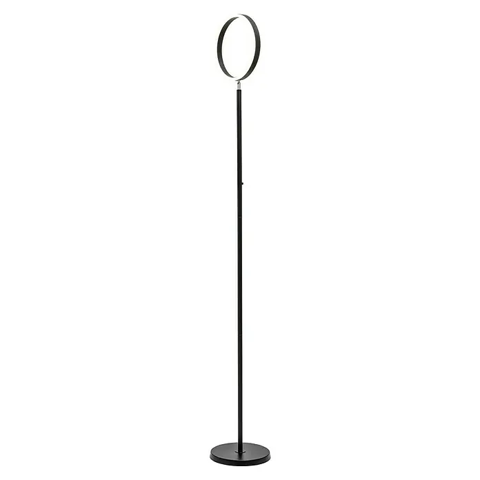 Lavida Ring LED-Stehleuchte - Höhe: 180 cm, Schwarz, Warmweiß - Moderne Stehlampe mit einem runden, zweifarbigen Lampenschirm und einem schlanken, schwarzen Ständer. Sie ist elegant und funktional.