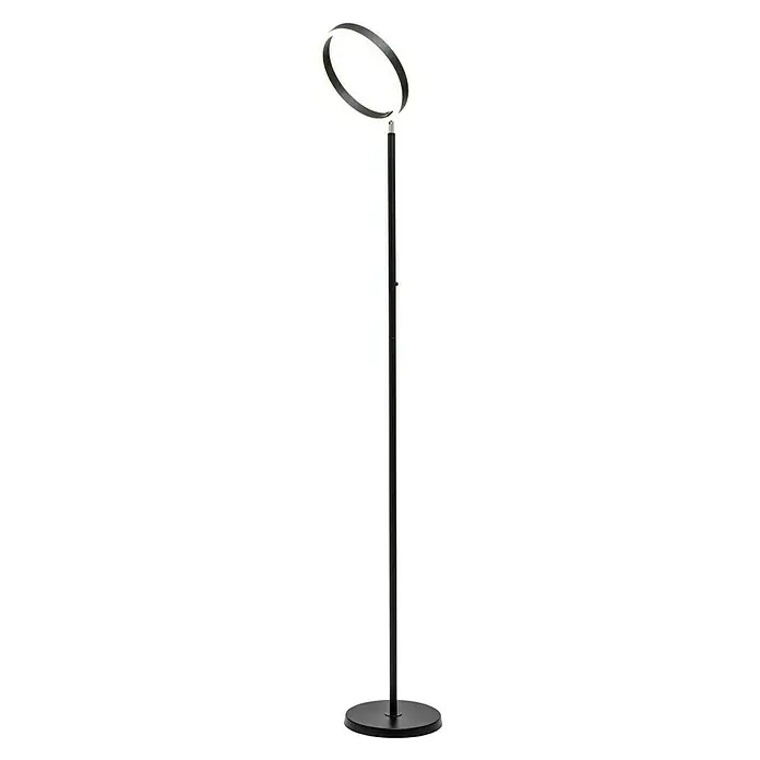 Lavida Ring LED-Stehleuchte - Höhe: 180 cm, Schwarz, Warmweiß - Die stilvolle LED-Stehlampe mit ihrem kreisförmigen Design ist eine moderne Beleuchtungslösung für jeden Raum. Ihr schlankes, schwarzes Design fügt sich nahtlos ein.