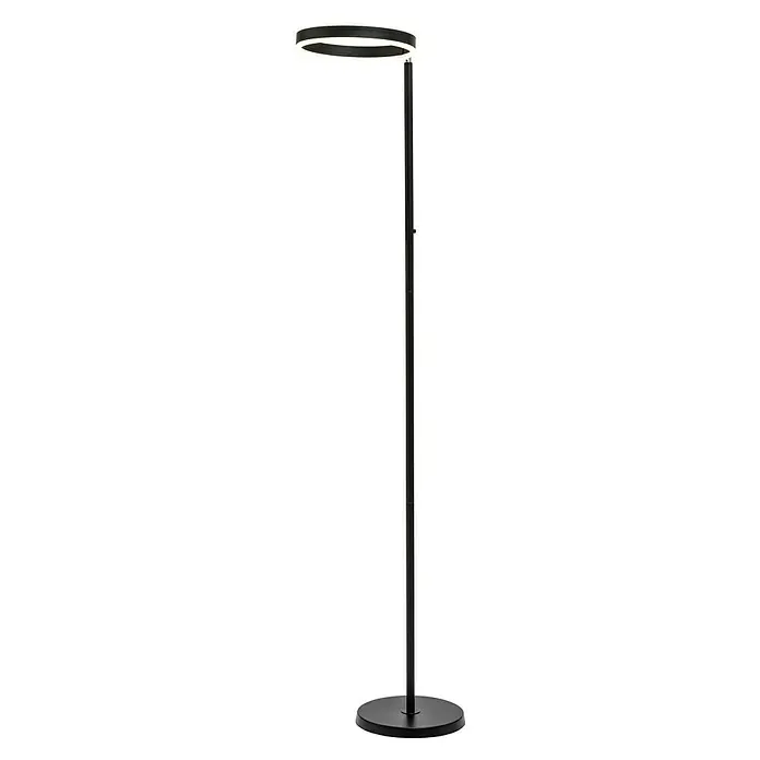 Lavida Ring LED-Stehleuchte - Höhe: 180 cm, Schwarz, Warmweiß - Elegante Stehlampe in Schwarz mit einem ringförmigen LED-Lampenschirm, der für modernes Ambiente und gute Beleuchtung sorgt.
