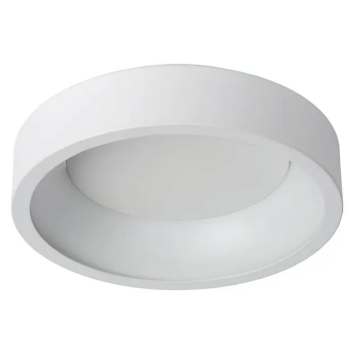 Lucide Deckenleuchte rund Talowe Led20 W, Ø x H: 30 x 13 cm, Weiß - Nahaufnahme einer modernen, runden, weißen Deckenleuchte, die ein minimalistisches und helles Designelement für Innenräume darstellt.