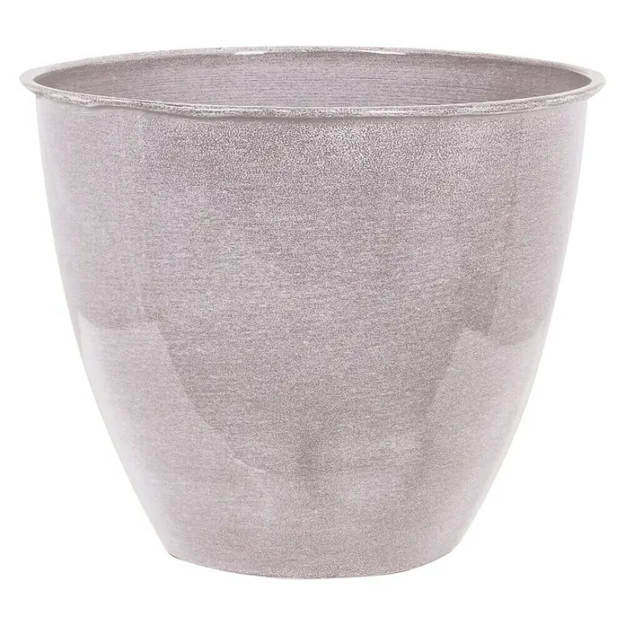 Übertopf rund - Ø x H: 22 x 26 cm, Metall, Grau - Dieser silberfarbene Pflanztopf verleiht Ihrem Zuhause einen eleganten Touch und ist ideal für Zimmerpflanzen.