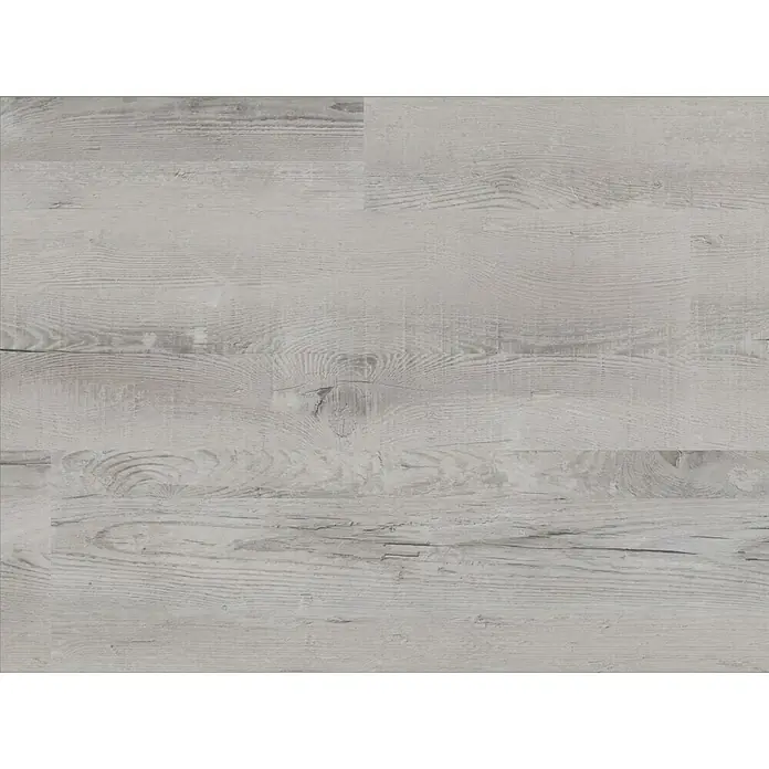 b!design Vinylbodenmuster SPC Sunny Pine - 280 x 160 x 3,8 mm, Landhausdiele - Nahaufnahme eines hellgrauen Laminatbodens mit einer deutlich sichtbaren Holzmaserung und einer hellen Farbgebung für ein modernes Aussehen.