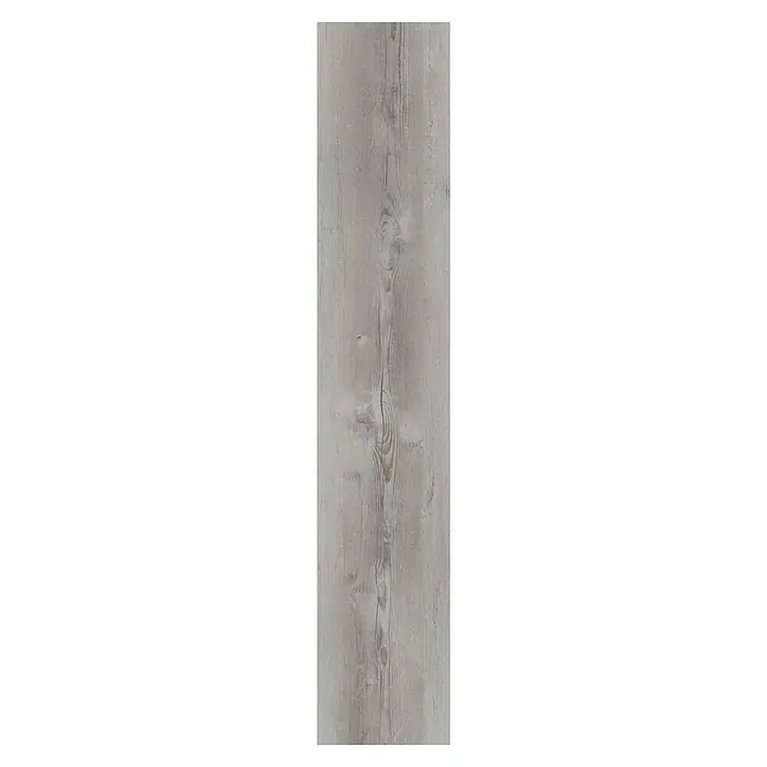 b!design Vinylbodenmuster SPC Sunny Pine - 280 x 160 x 3,8 mm, Landhausdiele - Helle Holzdielen mit markanter Maserung. Die Paneele zeigen natürliche Holzstrukturen und eine verwaschene, graue Farbgebung.\n