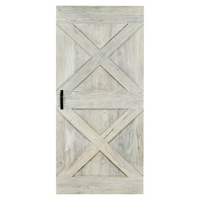 Indo Holzschiebetür Barn Door Teak White washed (100 x 215 cm, Teak, Geölt) | BAUHAUS