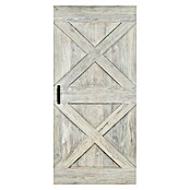 Indo Holzschiebetür Barn Door Teak White washed (100 x 215 cm, Teak, Geölt) | BAUHAUS