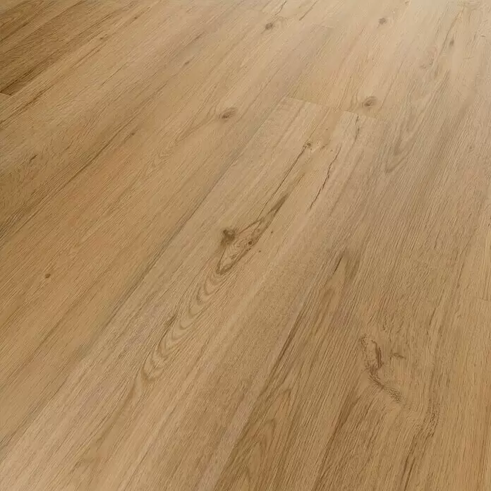 Fixed Vinylbodenmuster - Eiche Classic, 280 x 160 x 2,5 mm, Landhausdiele - Helle Holzfußbodendielen mit sichtbarer Maserung und Ästen.