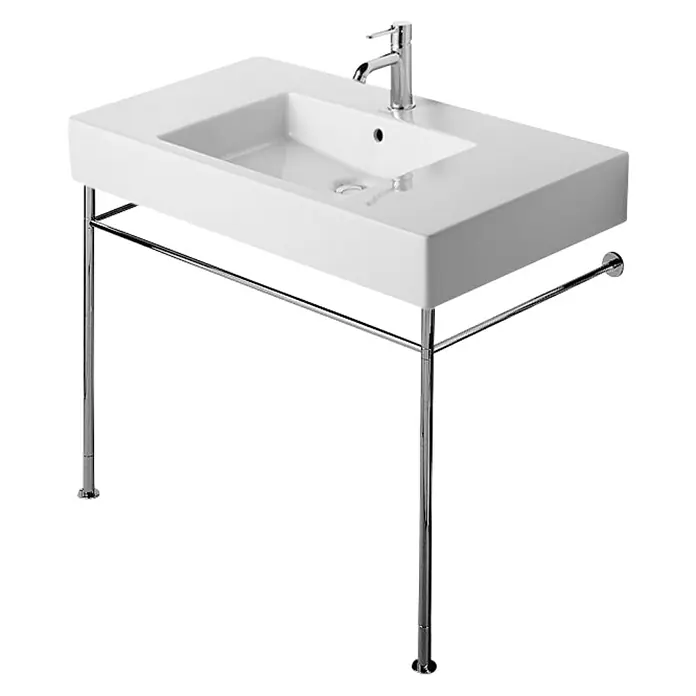 Duravit Vero Konsole - B x L: 120 x 45,5 cm, Chrom - Elegantes Waschbecken mit modernem Design, bestehend aus weißer Keramik und verchromten Metallbeinen. Ideal für stilvolle Badezimmer.