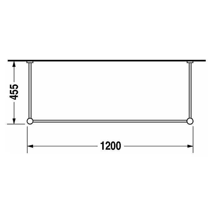 Duravit Vero Konsole - B x L: 120 x 45,5 cm, Chrom - Decken-Kleiderstange mit den Maßen 455 x 1200 mm. Die Kleiderstange ist ideal, um zusätzlichen Stauraum in Ihrem Zuhause zu schaffen.