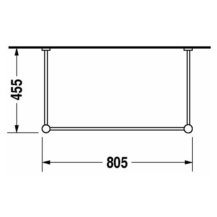 Duravit Vero Konsole - B x L: 80,5 x 45,5 cm - Die Abbildung zeigt eine schematische Zeichnung einer Kleiderstange mit den Maßen 455 mm Höhe und 805 mm Breite.