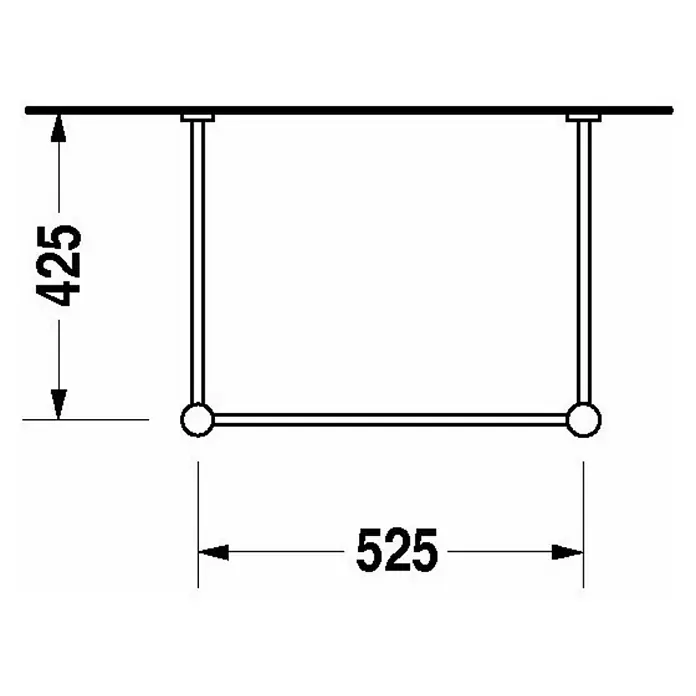 Duravit Vero Konsole - B x L: 52,5 x 42,5 cm, Chrom - Technische Zeichnung eines Chrom-Kleiderbügels mit den Maßen 425 mm Höhe und 525 mm Breite.