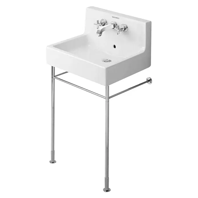 Duravit Vero Konsole - B x L: 52,5 x 42,5 cm, Chrom - Elegantes Waschbecken mit Chromgestell. Das Becken ist aus Keramik und verfügt über eine Armatur. Ideal für moderne Badezimmer.