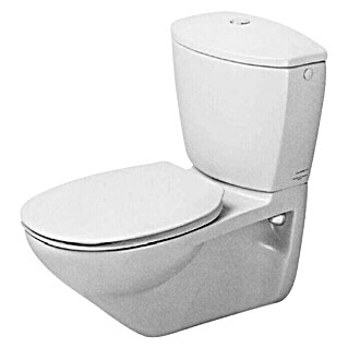 Duravit Duraplus Wand-WC-Kombination Practica-Cascade (Mit Spülrand, Ohne Spezialglasur, Spülform: Tief, WC Abgang: Waagerecht, Weiß)