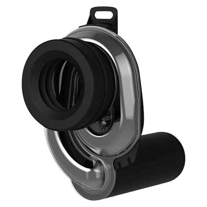 Duravit Urinal-Absaugsiphon - Abgang: Waagerecht, Passend für: Duravit ME by Starck Urinale, DN 50 - Nahaufnahme eines schwarzen Schnorchels mit durchsichtigem Gehäuse.