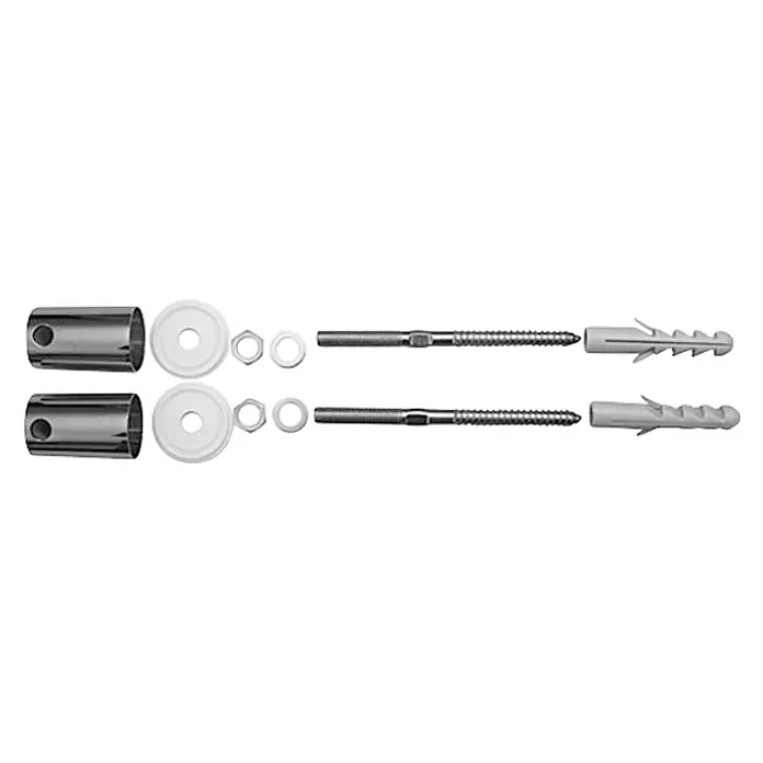 Duravit Befestigung - Passend für: Duravit Ausgussbecken, 2 Stk. - Ein Set aus Montageteilen bestehend aus Schrauben, Dübeln und Abdeckungen, ideal für die sichere Befestigung verschiedener Gegenstände.