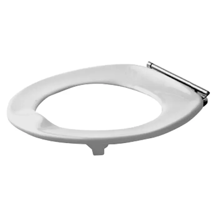 Duravit Architec WC-Sitzring Vital - Duroplast, Weiß - Weißer WC-Sitz mit glänzender Oberfläche und silbernen Scharnieren für eine einfache Montage und Reinigung im Badezimmer.