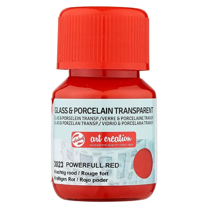 Talens Art Creation Pintura para efectos decorativos Vidrio & Porcelano - 30 ml, Rojo poderoso - Pintura roja para vidrio y porcelana de Art Creation. Transparente y potente para proyectos creativos con calidad garantizada.