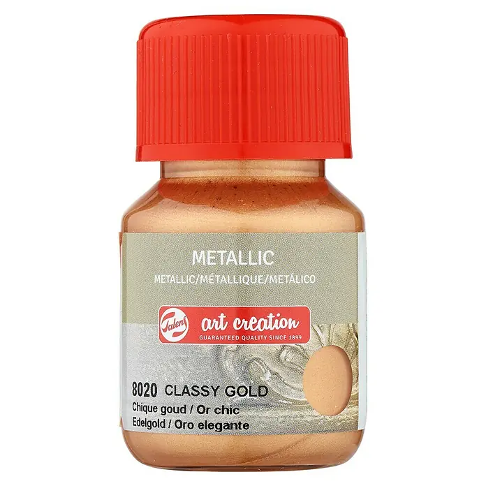 Talens Art Creation Pintura para efectos decorativos Metallic - 30 ml, Oro elegante - Un frasco de pintura metálica "Classy Gold" de Art Creation, ideal para proyectos creativos con calidad garantizada.