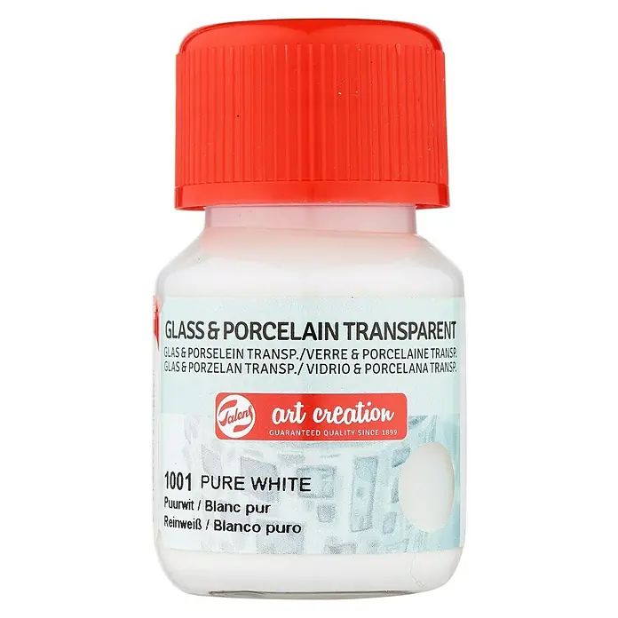 Talens Art Creation Pintura para efectos decorativos Vidrio & Porcelano - 30 ml, Blanco puro - Botella de pintura transparente para vidrio y porcelana Art Creation, tono blanco puro, ideal para proyectos de pintura creativa.