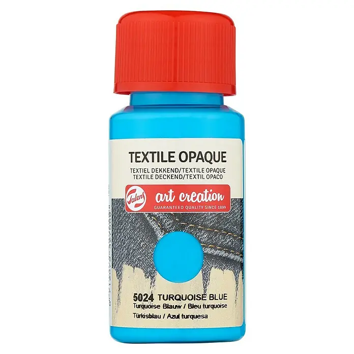 Talens Art Creation Pintura textil Opaque - Azul turquesa, 50 ml - Pintura textil "Art Creation" en "Azul Turquesa", ideal para decorar telas con alta opacidad y calidad garantizada.