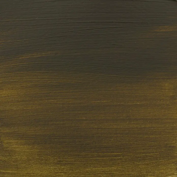 Talens Amsterdam Pintura acrílica Standard - Sombra natural, 20 ml, Tubo - Un primer plano de pintura al óleo marrón oscuro sobre un lienzo, revelando una textura interesante y degradado de color.