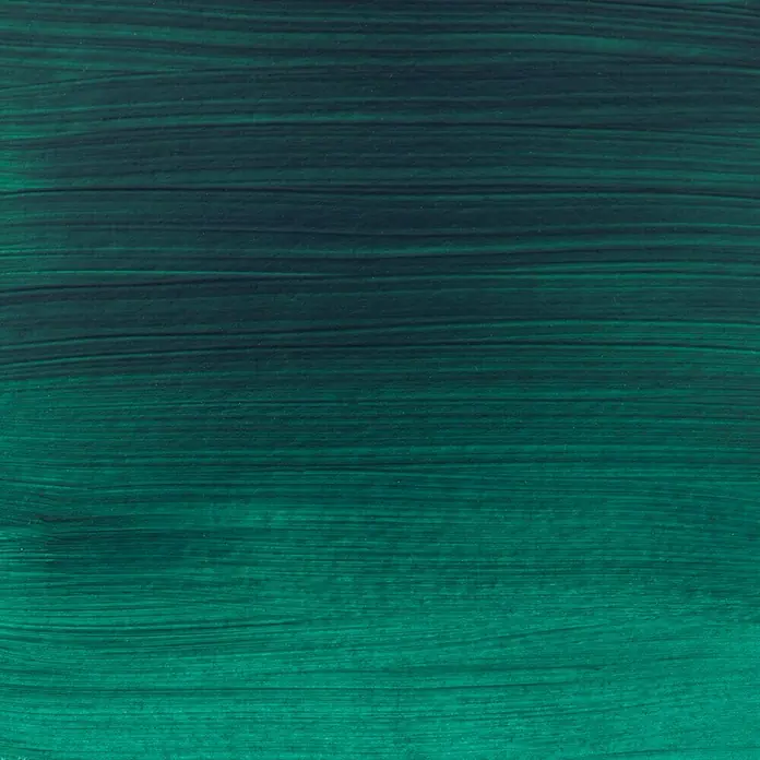 Talens Amsterdam Pintura acrílica Standard - Verde ftalo, 20 ml, Tubo - Fondo estructurado en turquesa oscuro y claro. El color se aplicó horizontalmente con un pincel, creando una textura interesante.