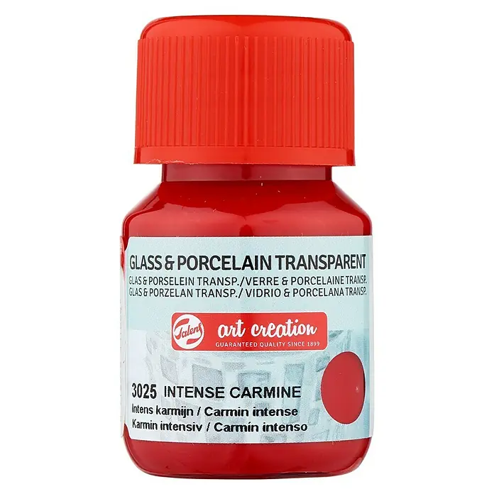 Talens Art Creation Pintura para efectos decorativos Vidrio & Porcelano - 30 ml, Rojo carmin - Pintura roja "Glass & Porcelain Transparent" de Talens Art Creation. Ideal para pintar sobre vidrio y porcelana para efectos transparentes.
