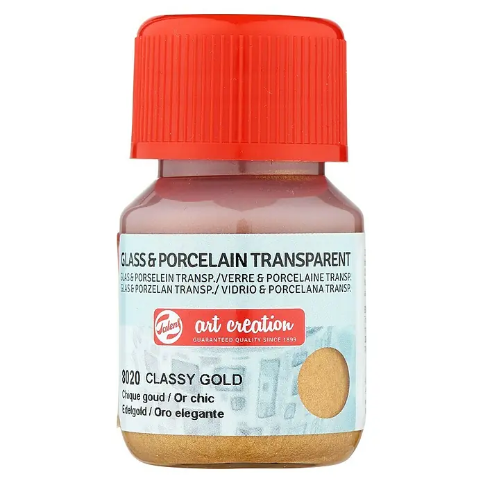 Talens Art Creation Pintura para efectos decorativos Vidrio & Porcelano - 30 ml, Oro elegante - Bote de pintura transparente para vidrio y porcelana Classy Gold de Talens Art Creation.