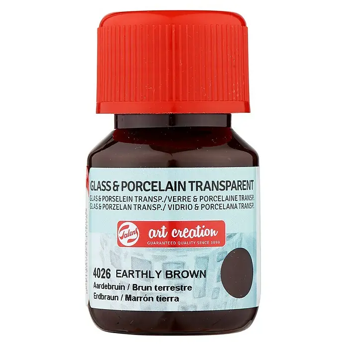 Talens Art Creation Pintura para efectos decorativos Vidrio & Porcelano - 30 ml, Marrón tierra - Un frasco de pintura transparente para vidrio y porcelana Talens Art Creation en Marrón Tierra.