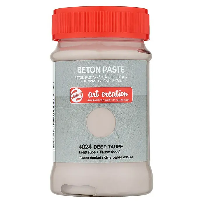 Talens Art Creation Pasta de color Beton - 100 ml, Gris pardo oscuro - Un tarro de pasta de hormigón "4024 Deep Taupe" de Talens Art Creation para crear efectos de hormigón.