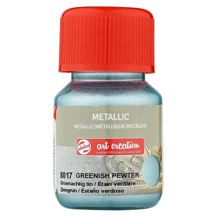 Talens Art Creation Pintura para efectos decorativos Metallic - 30 ml, Estaño verde - Pintura metálica "Greenish Pewter" de Art Creation. Ideal para artistas y artesanos, asegurando calidad y efectos metálicos.