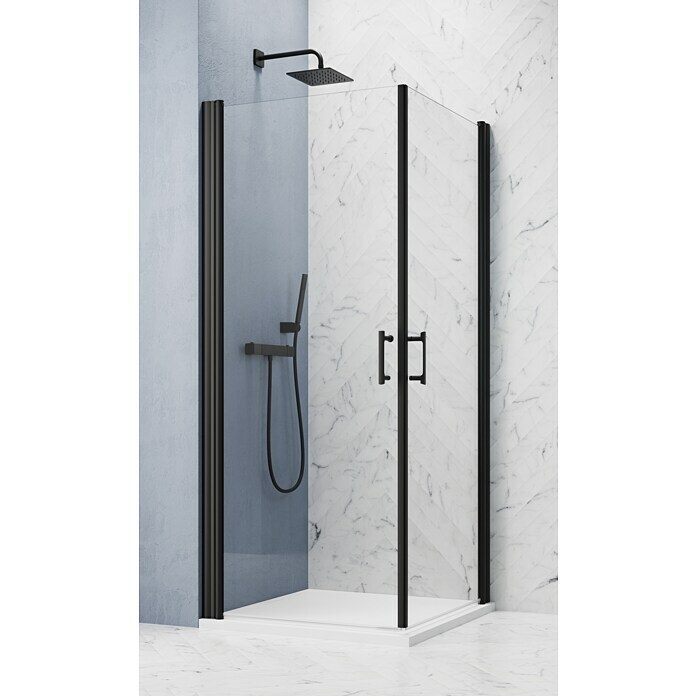 GEO Hit Pro Eckdusche B-PE100 (L x B x H: 100 x 80 x 202,2 cm, Beschichtet, Stärke: 6 mm, Schwarz) | BAUHAUS