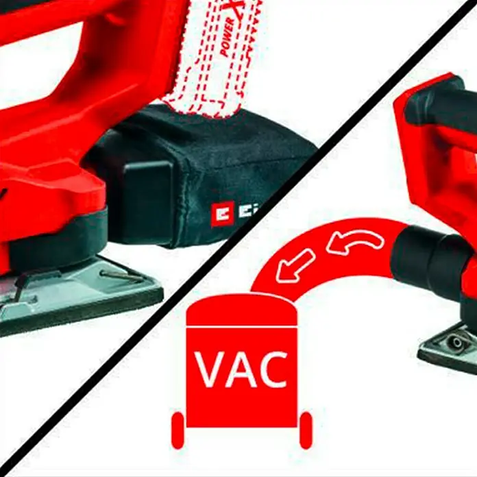 Einhell PXC 18V Lijadora orbital de batería TE-OS 18/230 Li-Solo - 18 V, Sin batería, 14.000 r.p.m. - 24.000 r.p.m. - Ilustración de una lijadora excéntrica Einhell con aspiración de polvo. Ideal para lijar sin polvo y proyectos de bricolaje.
