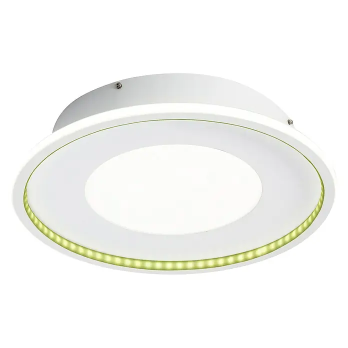 Lavida LED-Deckenleuchte rund Rovigo - Ø x H: 450 mm x 9,6 cm, Weiß, RGBW - Die Deckenleuchte in Weiß, besticht mit einem runden Design und grüner LED-Beleuchtung. Ideal für moderne Wohnräume und Flure.