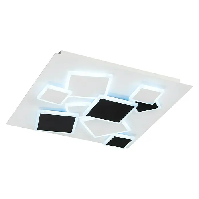 Lavida LED-Deckenleuchte - 50 W, L x B x H: 50 x 50 x 6,5 cm, Weiß, Schwarz, Warmweiß - Moderne quadratische Deckenleuchte mit weißem Rahmen und schwarzen Akzenten, ideal für stilvolle Innenräume.